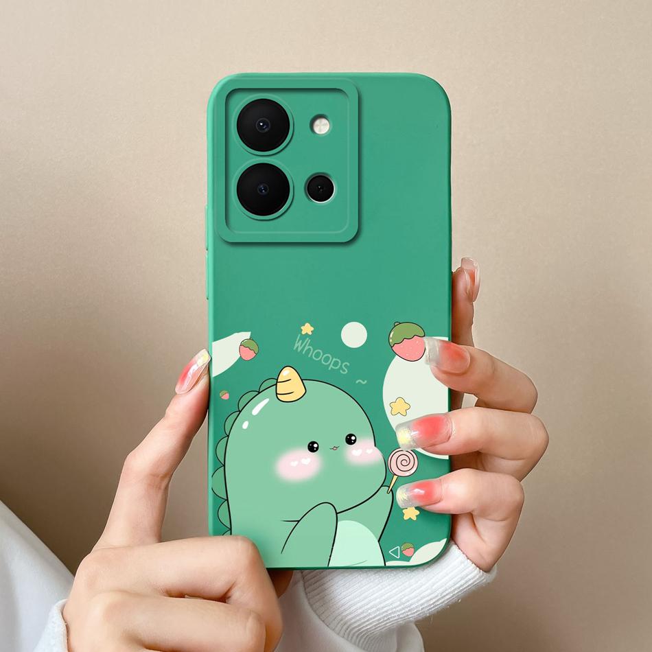 For Vivo Y36 4G 5G Case Dinosaur Soft Smooth Liquid Silicone Full Protection Anti Choc Phone Shell For Vivo Y 36 VivoY36 Cover