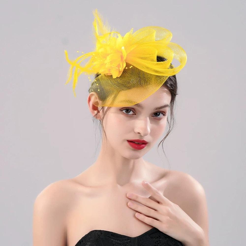 Luxury Fascinator Headdress British Retro Bridal Mesh Ribbons Cap Girls