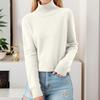 Women's Pullover Long Sleeve Knitted Casual Loose Plain Tops Stand-Up Collar Long Sleeve Winter Casual Sweatshirt Casual Turtleneck Sweater