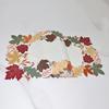 Thanksgiving Table Runner Embroidered Fall Leaves Table Centerpieces 72 inches Long Leaves Autumn Maple Leaf Cut Out Dinning Coffee for Party White