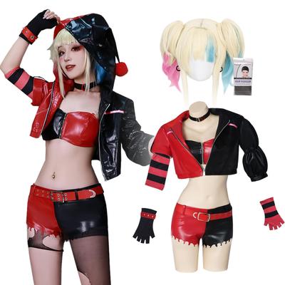 Костюм для косплея Харли Квинн с версией x x в стиле Харли Квинн из Отряда Самоубийц, костюм на Хэллоуин для женщин, версия x, размер [Milky Time] парик,