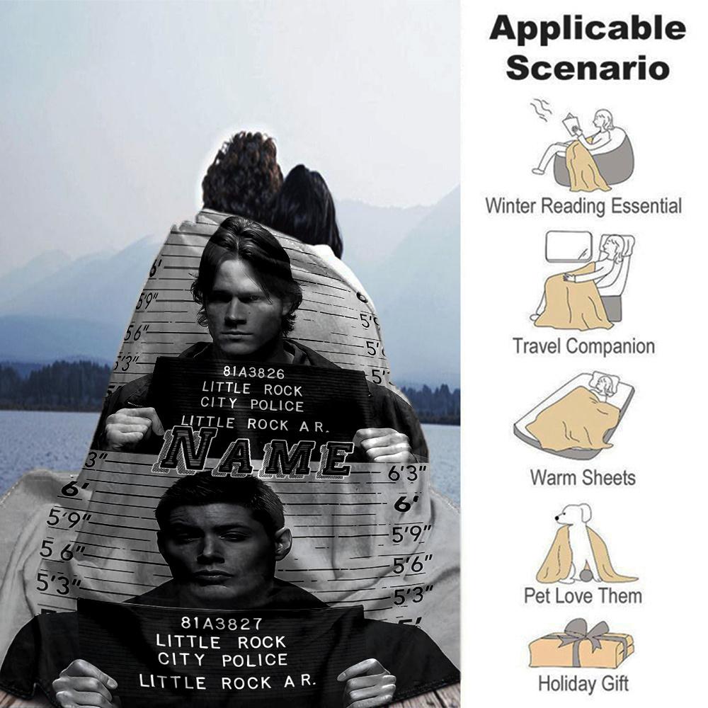 Mugshot Men Four Seasons Blanket Customized With Your Name Lightweight And Warm Perfect Gift For Home Office Camping Sofa Travel Beach Durable