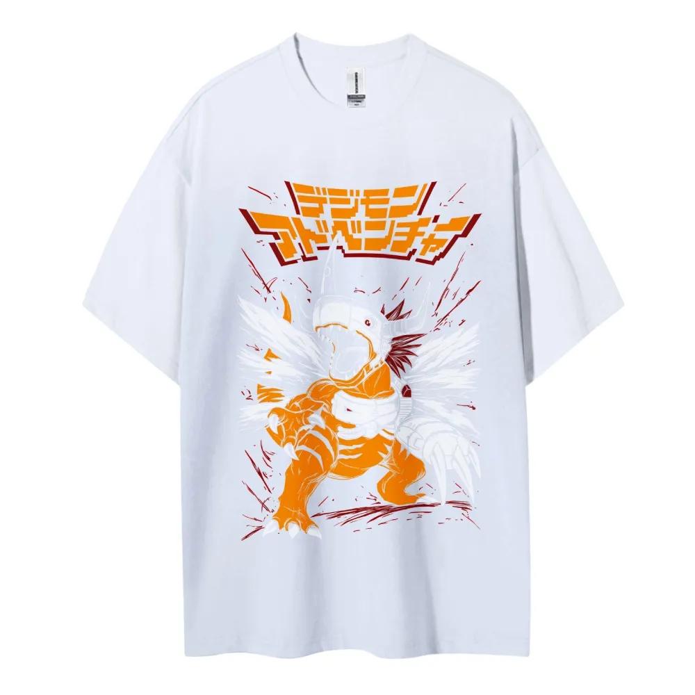 Digimon Cotton Unisex Round Neck Anime TShirt Mens and Womens Boys and Girls Summer Fashion Breathable Street TShirt