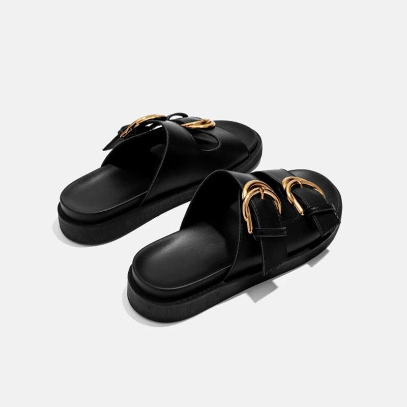 Дизайнерские женские босоножки на платформе с золотой пряжкой в римском стиле, новые летние сандалии-гладиаторы с металлическим кругом, женские туфли-кексы, шлепанцы