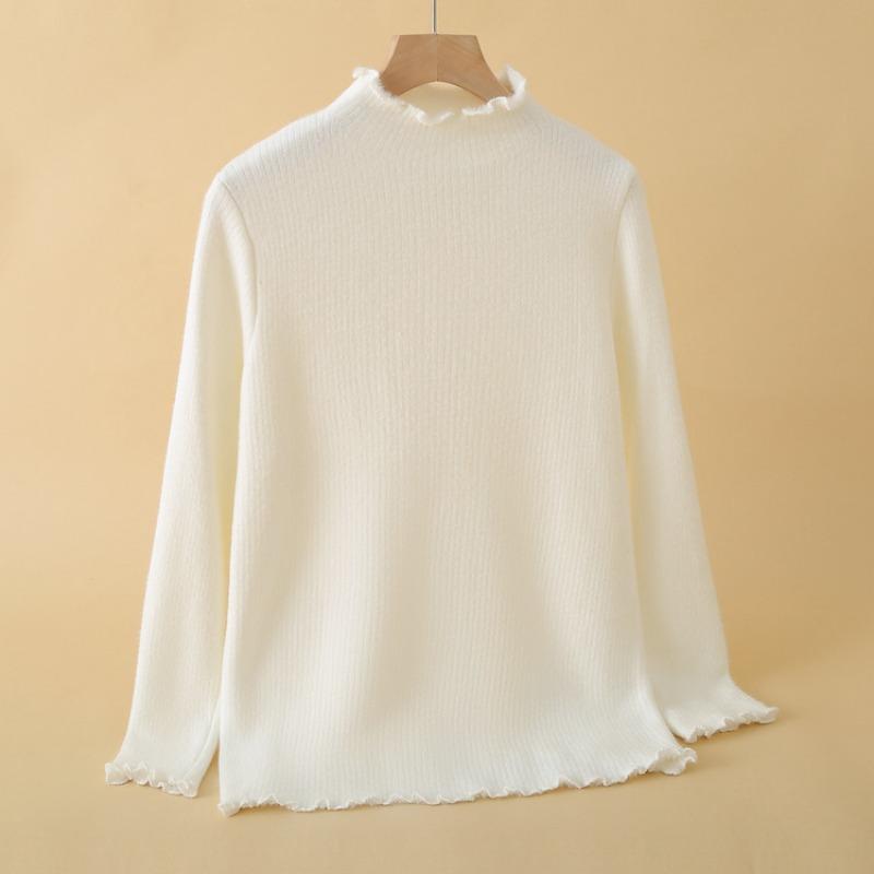 New Solid Color Bottoming Shirt Winter Clothing Fashionable and Simple Medium and Old Lace Collar Mother Clothing Shirt High Elastic Middle-aged Inner