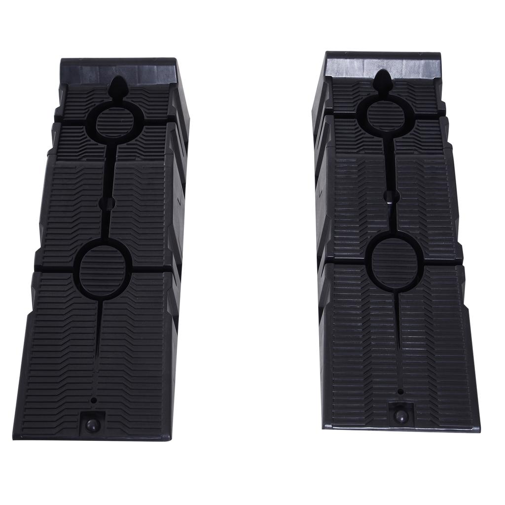 2 PCs Car Ramps Heavy Duty 2.5 Ton Motorhome Levelling Ramps, Plastic Garage Workshop Car Lift, Portable Automotive Vehicle Campervan Car Ramp, Black
