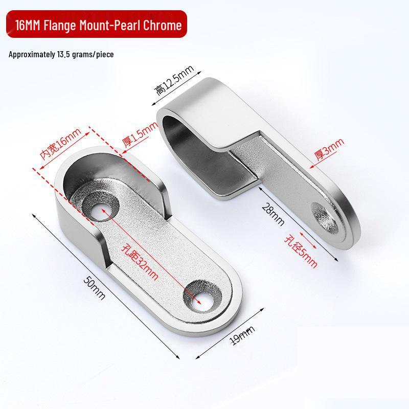 Thickened Zinc Alloy Wardrobe Rail Bracket - Oval Flange Base for Hanging Rods