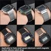 Для Casio маленькие квадратные AE1200WH AE1300/1000/1500 F-91W A158/A168 H-218 выпуклый стальной ремешок дышащий сетчатый ремешок для часов мужской