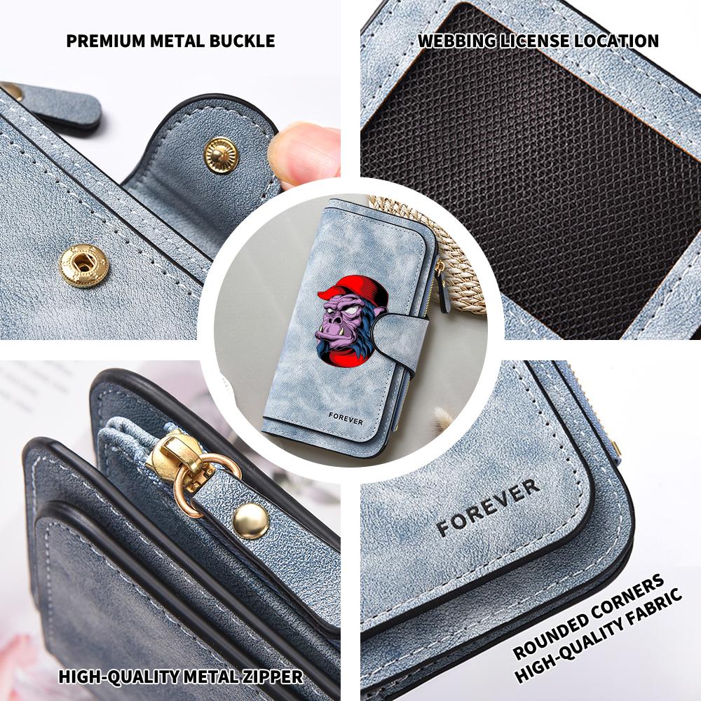 Cool Gorilla Print Long Wallet Fashion Casual Purse Multi Card Holder
