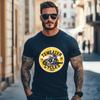 2024 Summer New American Retro Short Sleeve O-neck Motorcyce Printed T-shirt Men's Simple  Washed Casual Youth Tees