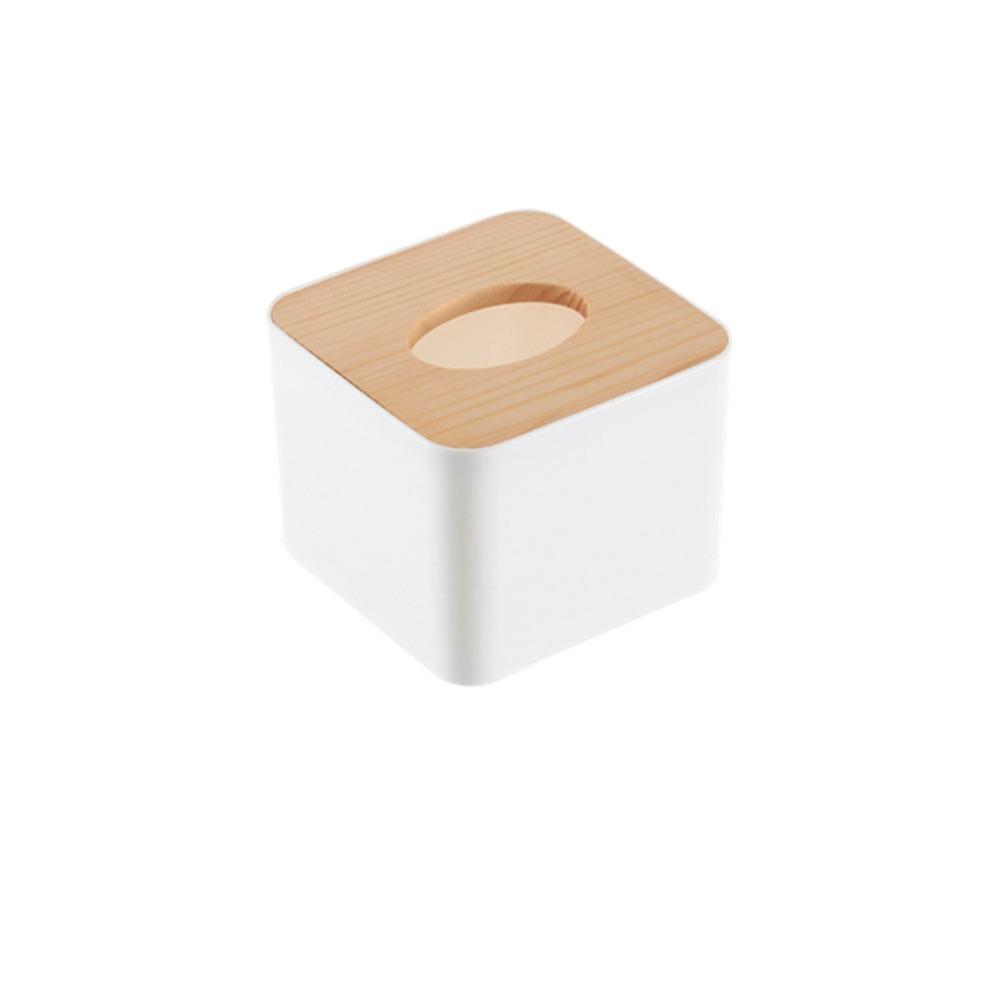 Square Tissue Box Holder Wood, PP Storage Organizer Kitchen Tissue Box Cover Home Use