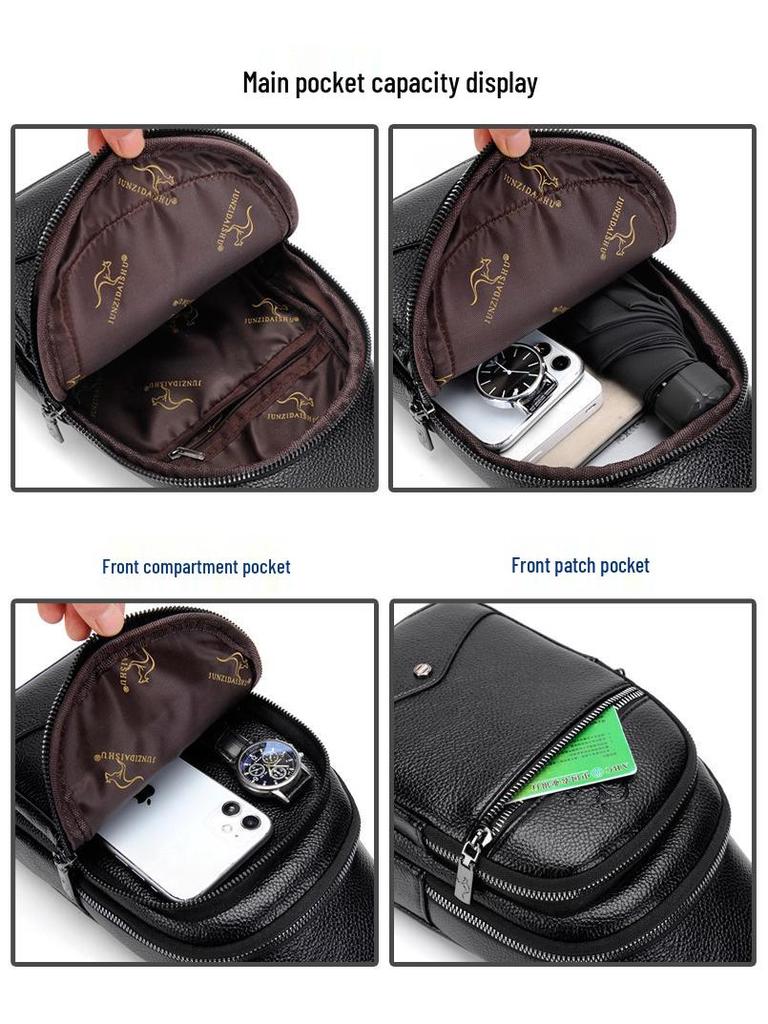 Мужская сумка-слинг через плечо из искусственной кожи - Повседневный модный маленький рюкзак