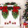 1/2 шт. Рождественский каплевидный сваг-венок с зеленью норфолкской сосны, сваг для лестницы, красный бант, шары, зимняя рождественская подвесная гирлянда для украшения