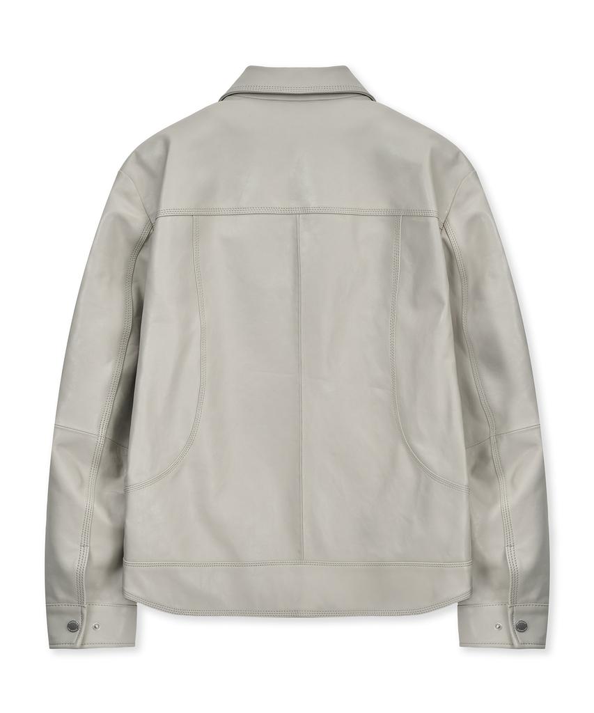 Ungimmick Oil-Waxed Nappa Leather Jacket (Off-White / Lambskin)