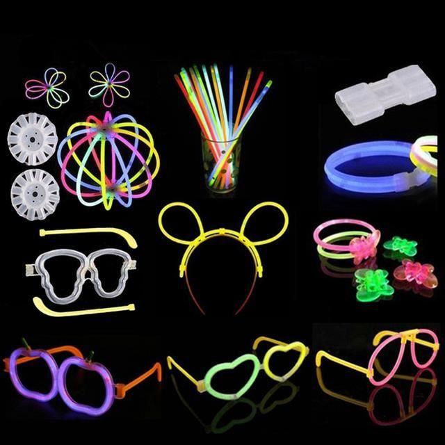 BATON LUMINEUX,Coloré--Bâtons lumineux fluorescents pour événements, 100 pièces, fournitures de Festival, pour fête, colliers, Brace