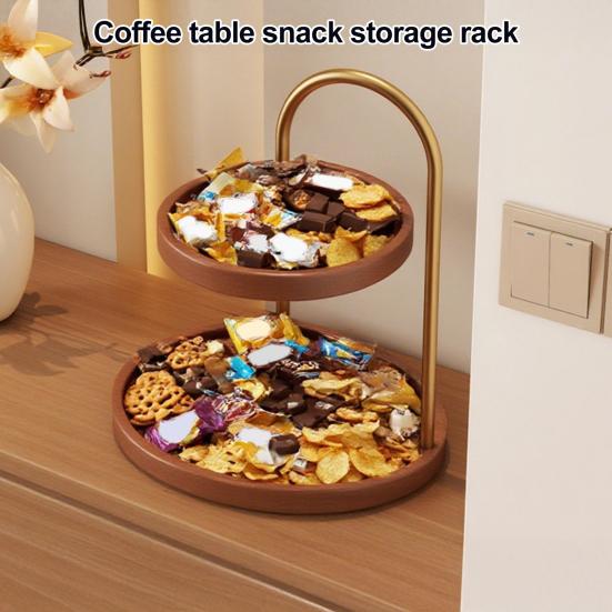 2-Tier Jewelry Stand Wooden Jewelry Organizer with 2 Trays Retro Tiered Tray Jewelry Holder for Necklaces