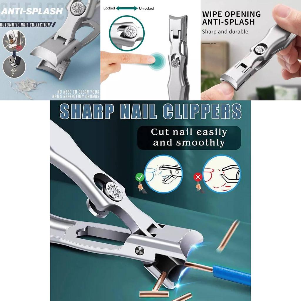 Премиальный набор кусачек для ногтей из нержавеющей стали с защитой от брызг для толстых ногтей в стильном металлическом футляре