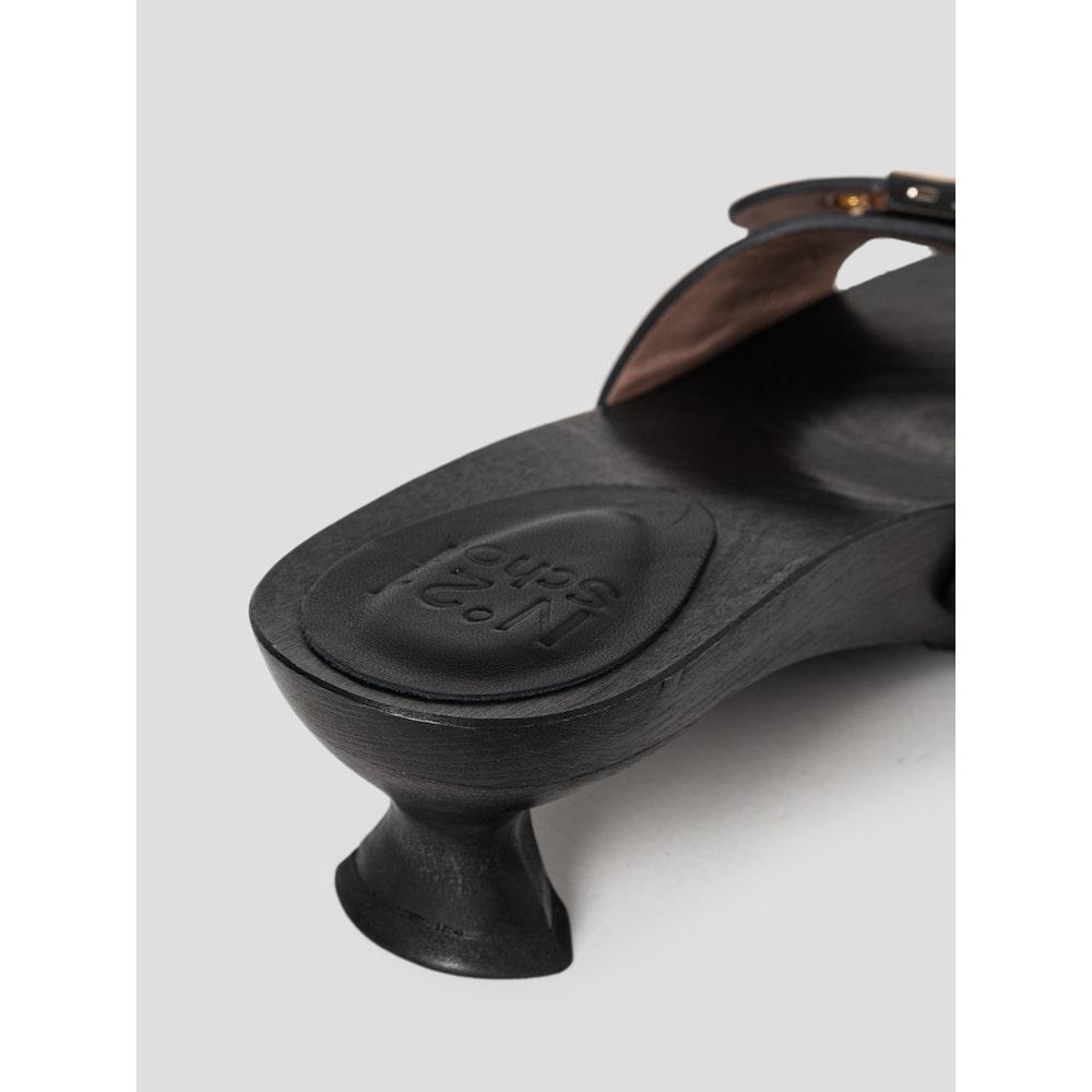 Scholl [Scholl X N21] One-Strap Leather Heel Sandals Black (Hh54K2H145)