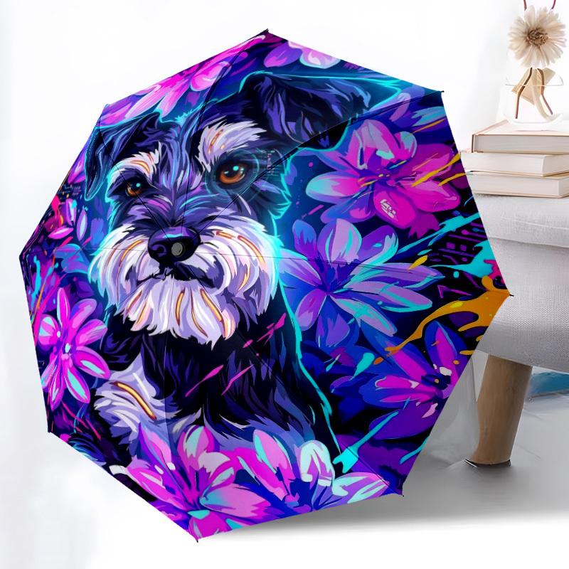1pc Dogs Flowers Umbrella Portable Folding Umbrella Durable Iron Frame, Suitable for All Seasons Home Travel Outdoor yy260319022