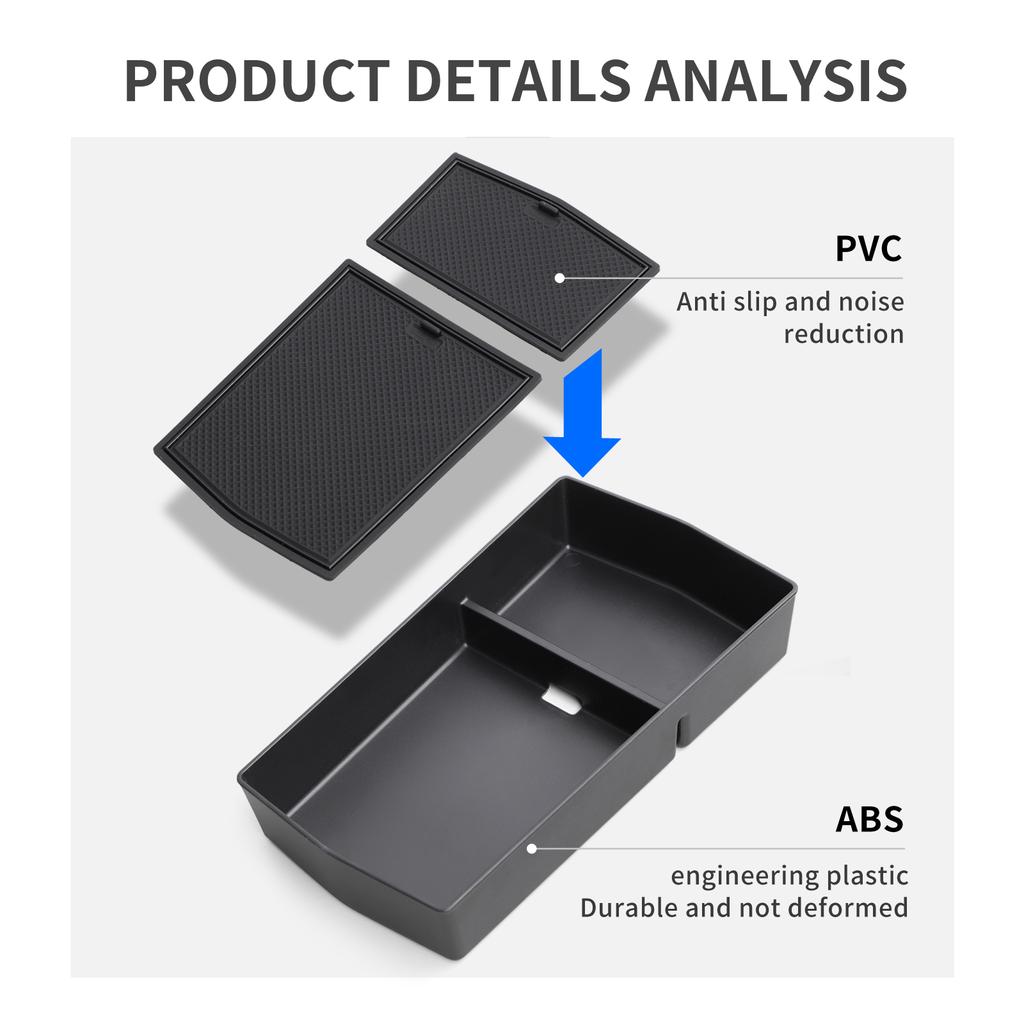 Center Console Armrest Storage Box for VW ID.7 ID7 Car Central Tray Organizer Accessories Tidying Black