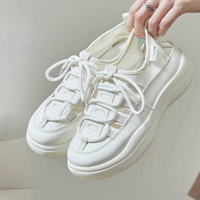 Модные женские сандалии из сетчатой дышащей повседневной обуви, женские кроссовки на платформе, высокие полые женские сандалии 2024