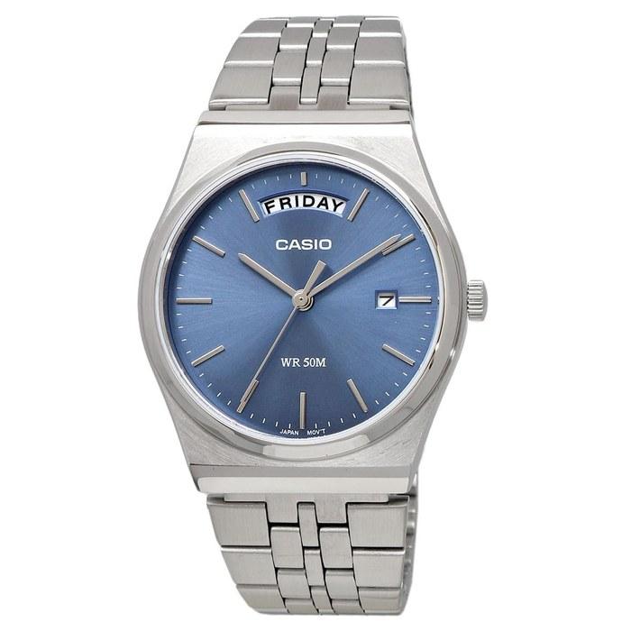 Мужские аналоговые кварцевые часы Casio Standard MTP-B146D-2AV Серебристый и синий