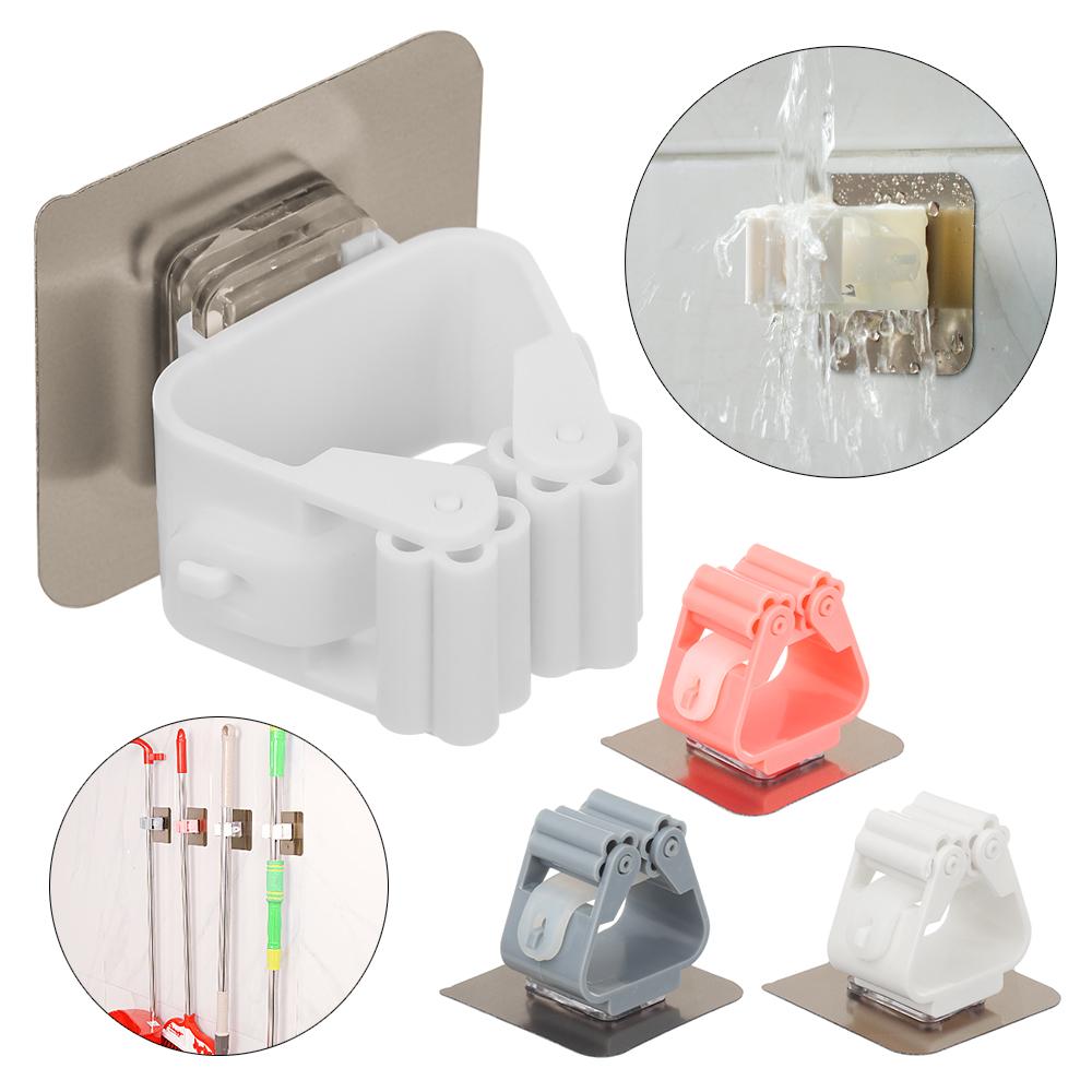 Органайзер для ванной комнаты, самоклеящаяся вешалка для метлы, пружинный зажим, настенные крючки, держатель для швабры