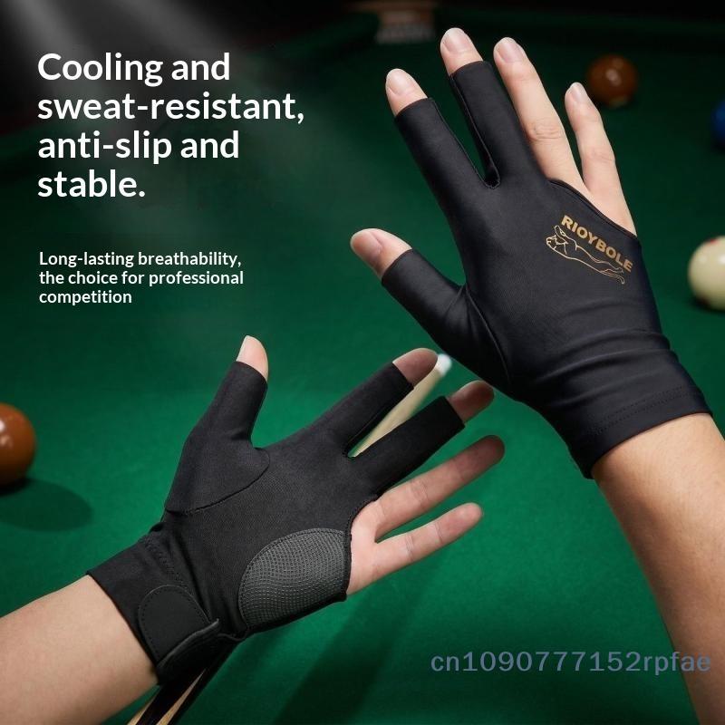 {NN72} 1 Pc Professional Billiard Left Hand Glove Silicone Anti-Slip Elasticity Breathable Billiard Glove 3 Finger Snooker Glove