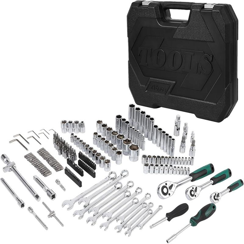 Professional 216 Pcs Tool Set, Professional Mechanic Tool Kit and Sockets Wrenches Set with Storage Box, Metric and Sae