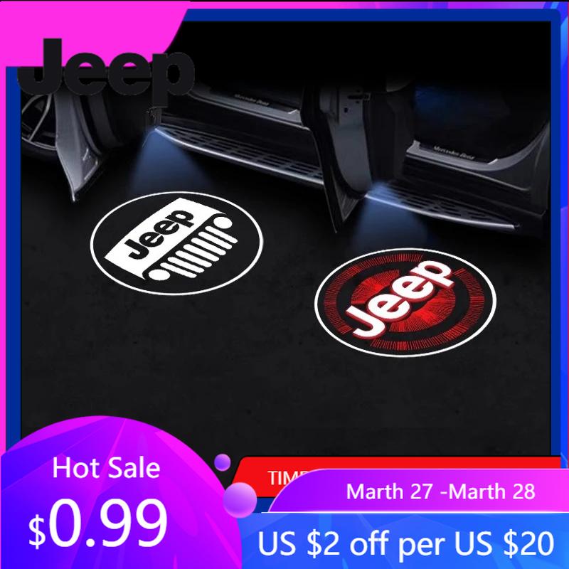 Для Jeep 2 шт. JEEP HD Светодиодная лампа-проектор приветственного света на дверь автомобиля Для Jeep Renegade Compass Grand Cherokee Wrangler jk Gladiato