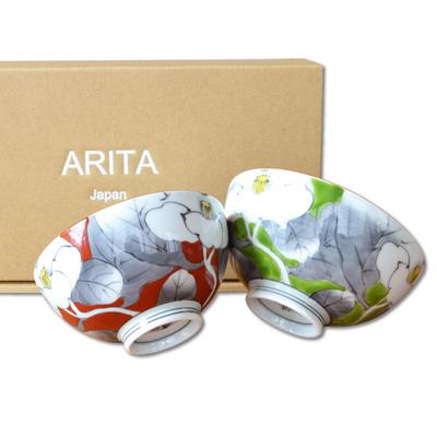 Чаша для чая Подарочная пара Стильная подарочная коробка Arita Ware Чаша для риса Yuka Сделано в Японии Парная