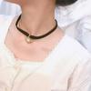 Women Imitation Pearls Velvet Vintage Jewelry Short Pendant Heart Necklace Love Heart Choker Chain