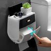 Wall Mounted Toilet Roll Paper Holder Plastic Napkin Waterproof Storage Box Tissue Storage Rack Paper Tube Home Organization
