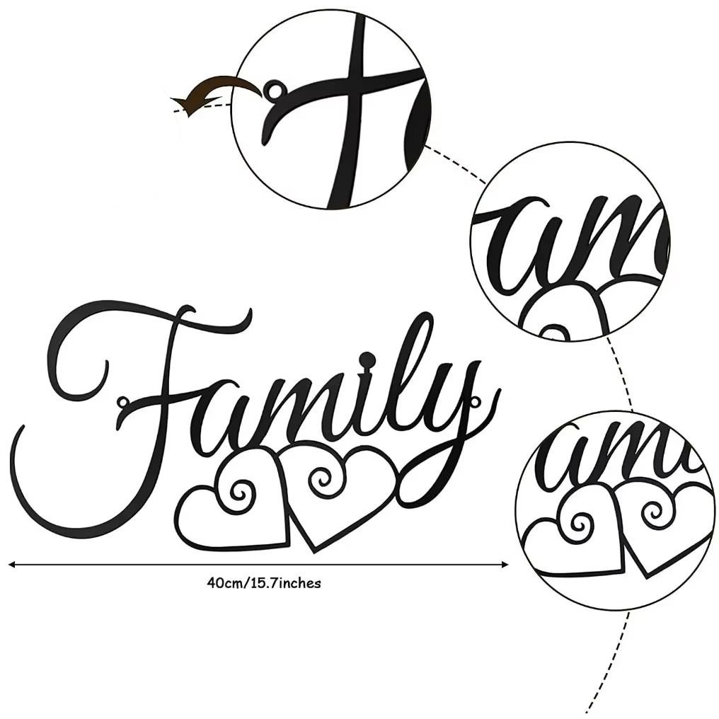 Знак на стену «Семейный» — элегантный декор для семейной стены — стильное настенное искусство «Семейный» — идеально подходит для семейного дома или настенного украшения прихожей