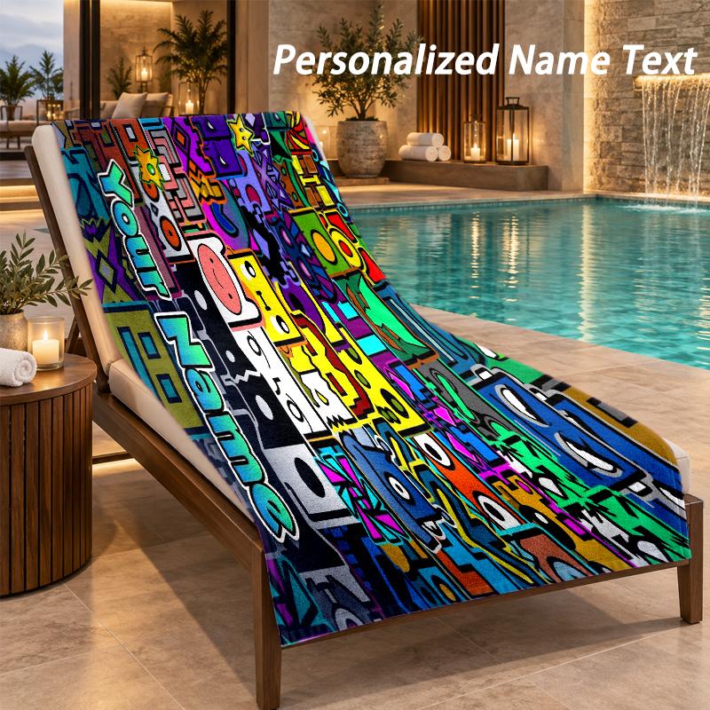 Geometry Dash Custom Name Beach Towel Large Soft Towel for Indoor Bathroom Outdoor Beach