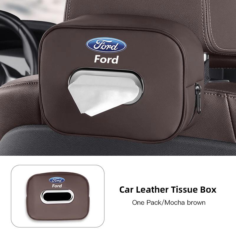 Car Tissue Box Quality Leather Auto Paper Towel Storage Bag For Ford ST Line Focus Mustang Fiesta Puma Ranger Kuga MK7 MAX F150 APX1