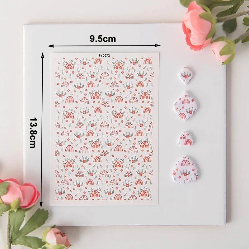 Bohemian Style Rainbow Heart Butterfly Polymer Clay Special Watercolor Transfer Paper Soft Pottery Earring Jewelry Coloring Tool