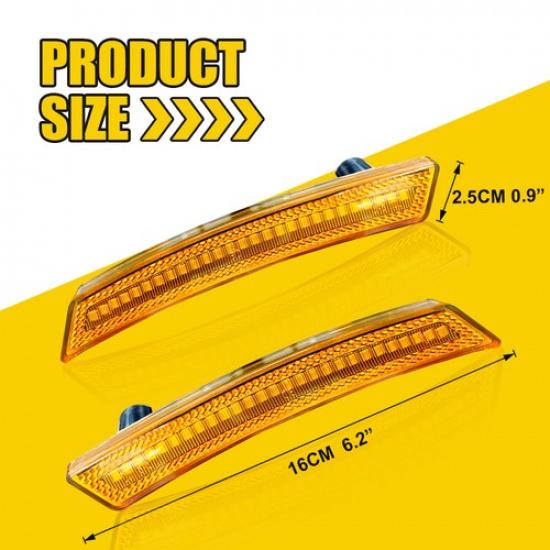 Pair Full Amber LED Front Marker Lamps Lights Side Fit MINI Cooper 10-16 R60 R61
