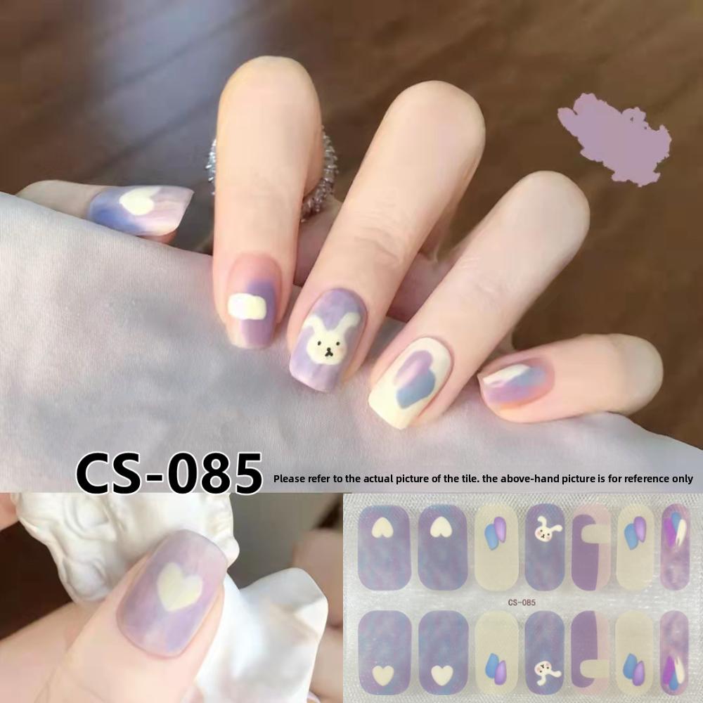 New Type of Bake-free Gel Nail Polish Film, Full Sticker, Plaid Spring and Summer Flower Nail Art Film, Nail Film, Waterproof Paper Patch