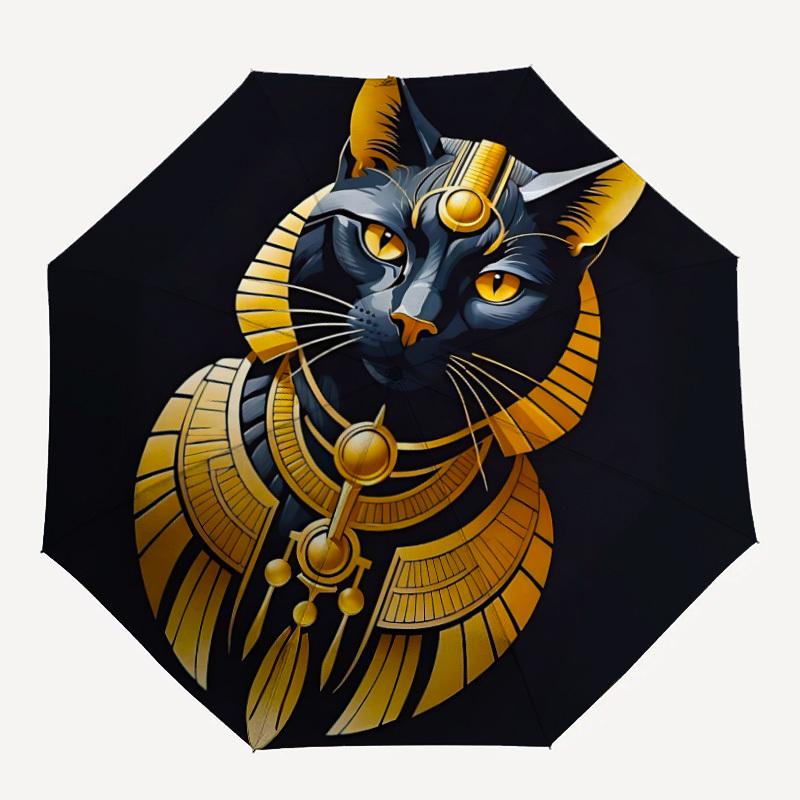 1pc Cat Pharaoh Automatic Open/close Umbrella, 8-Rib sturdy structure, Auto Folding/Opening, Portable Travel Umbrella for Women,083