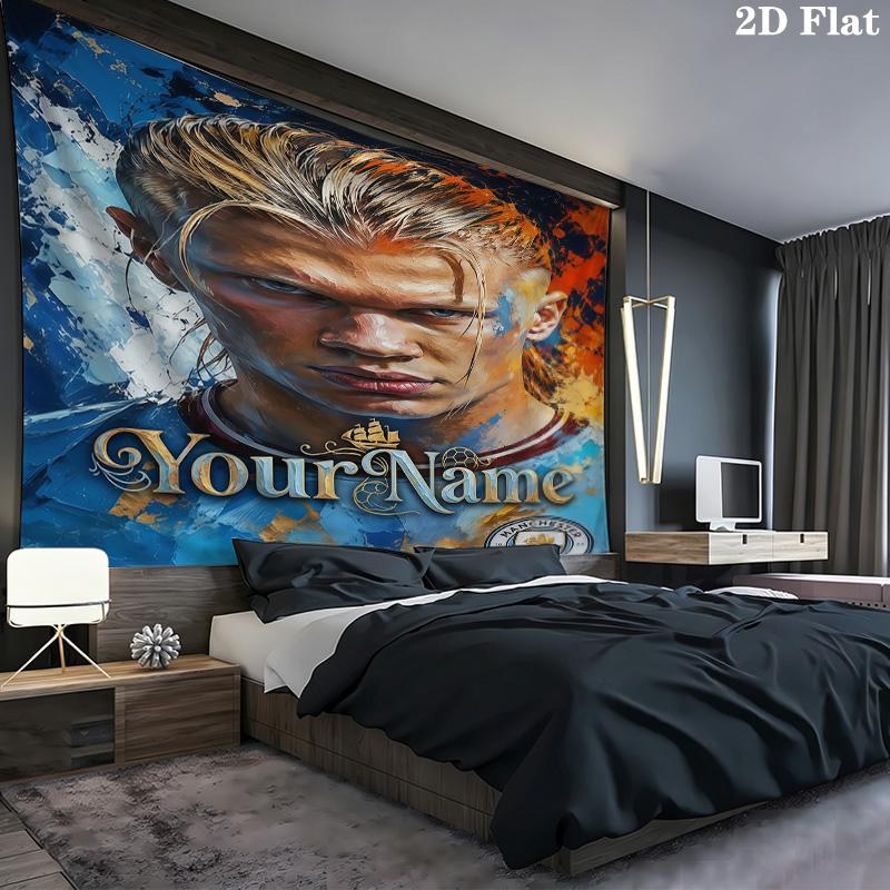 Haaland Custom Name Wall Tapestry Aesthetic Wall Hanging Printed Fabric Blanket Decorative Tapestries For Bedroom Living Room Home Decor