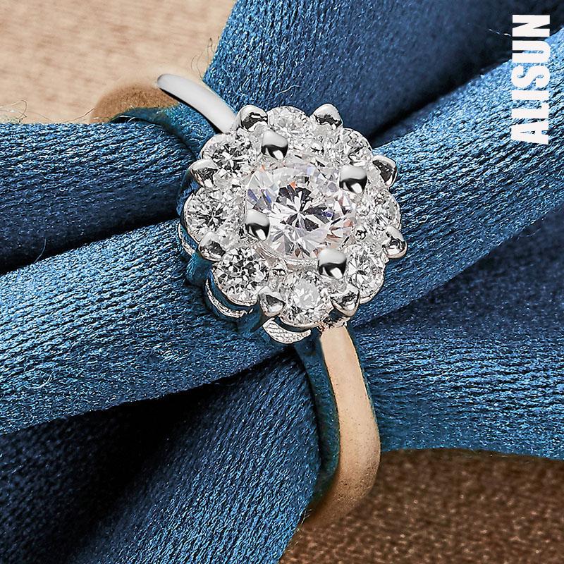 Кольцо с цветком из чистого серебра 925 пробы и цирконом AAA, модные свадебные украшения