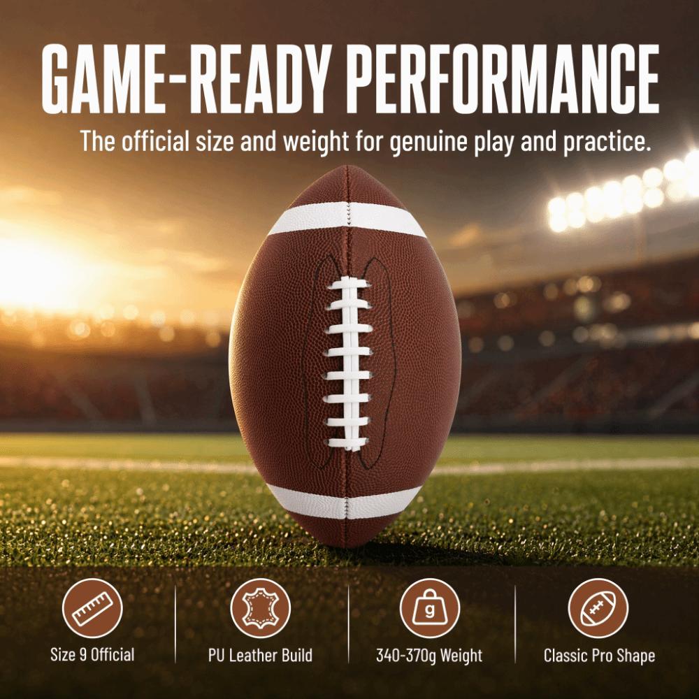 PU Leather Training Football Brown Rugby Ball Comfortable Grip Sports Ball Game Play
