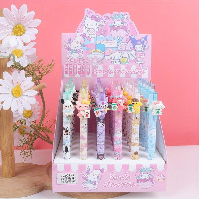 36 шт. Новая Милая Мультяшная Серия Hello Kitty «Семья Богатства» Смоляная Наклейка Нажимная Ручка Мультяшная Kuromi St Голова Ручка для Подписи 0,5 мм Черная