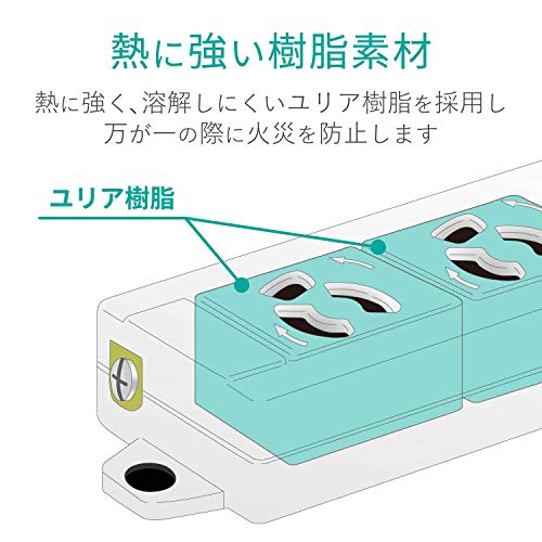 ELECOM Power Tap with Magnet, Retaining Outlet, Fixed Hook for Wall Mounting, 3P-2P Conversion Adapter Included, 4 Ports, 1m T-ECOH3410NM