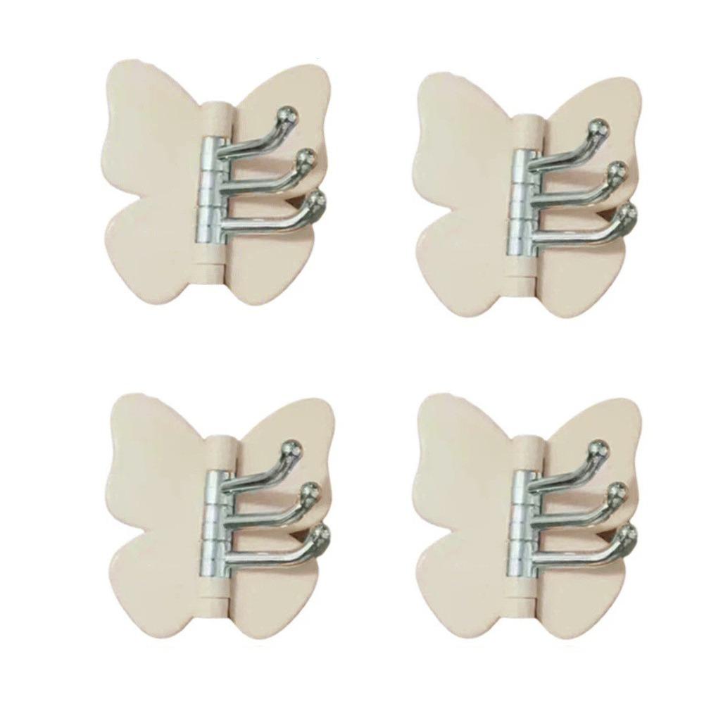 4PCS Plastic Rotating Butterfly Wall Hooks Wall Mounted Butterfly Storage Hanger Bedroom