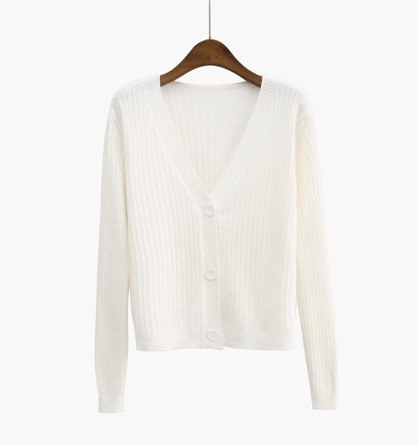 Свободный и универсальный трикотажный кардиган с V-образным вырезом, осенний свитер с темпераментным длинным рукавом, короткая куртка с высокой талией, тренд