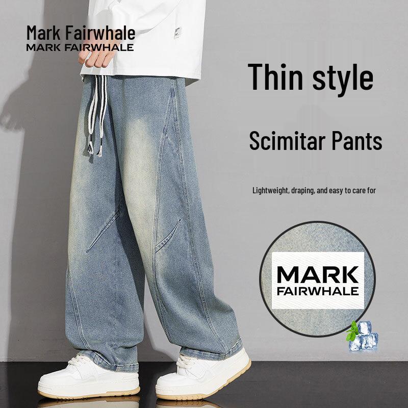 Mark Fairwhale Мужские летние джинсы из денима с изогнутым кроем в стиле High Street