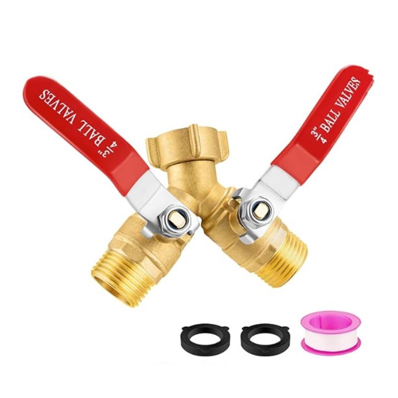 Brass Y Valves For Garden Hoses 3/4 Inch Standard Connection Featuring Large Ports & Easy Finger Operation for Garden