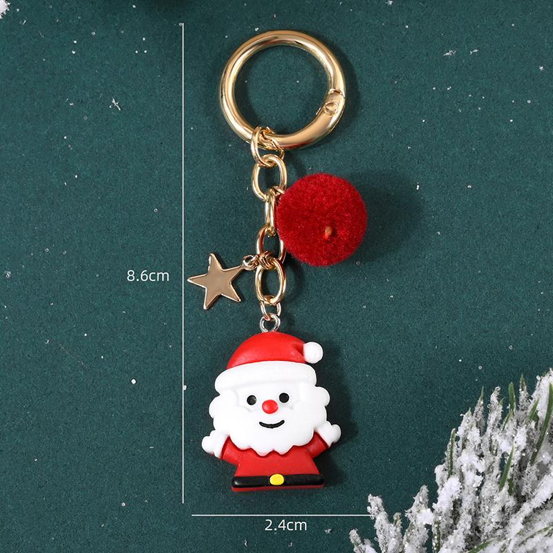 Рождественская елка Санта Клаус Брелоки Шарм для сумки для женщин Изысканная подвеска для сумки Брелок для ключей от машины Ювелирное изделие Рождественский подарок